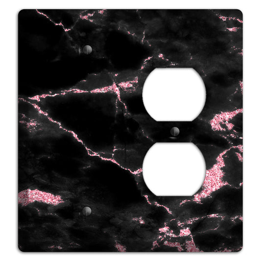 Petite Orchid and Black Marble Blank / Duplex Wallplate