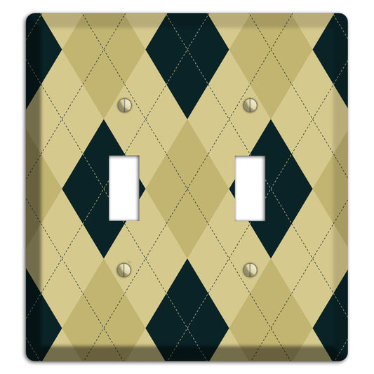 Beige and Yellow Argyle 2 Toggle Wallplate