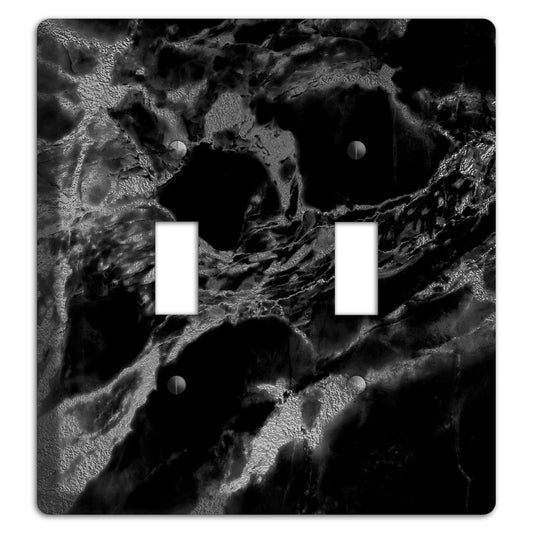 Black and Silver Marble 2 Toggle Wallplate