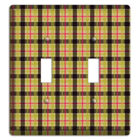 Yellow Black Red Plaid 2 Toggle Wallplate