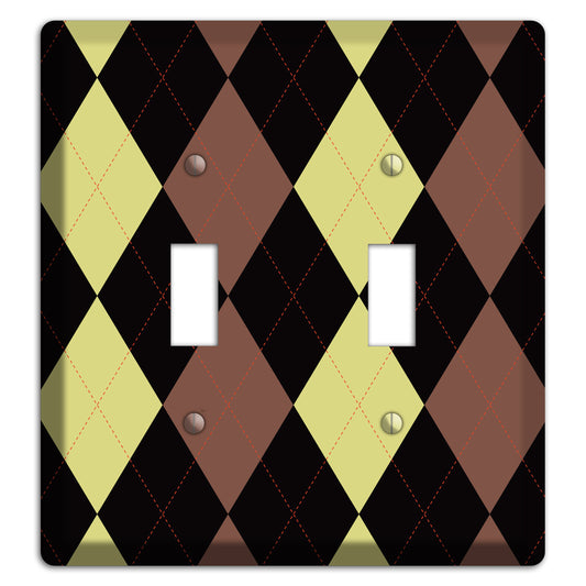 Yellow and Brown Argyle 2 Toggle Wallplate