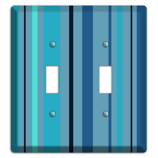 Multi Turquoise Vertical Stripe 2 Toggle Wallplate