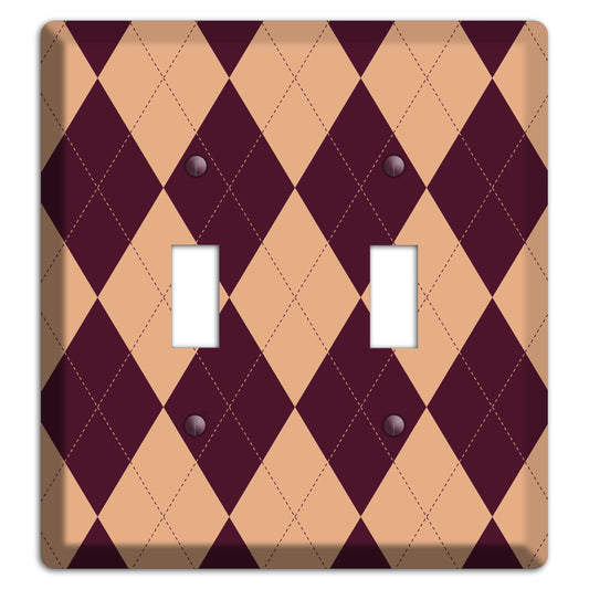 Purple and Beige Argyle 2 Toggle Wallplate