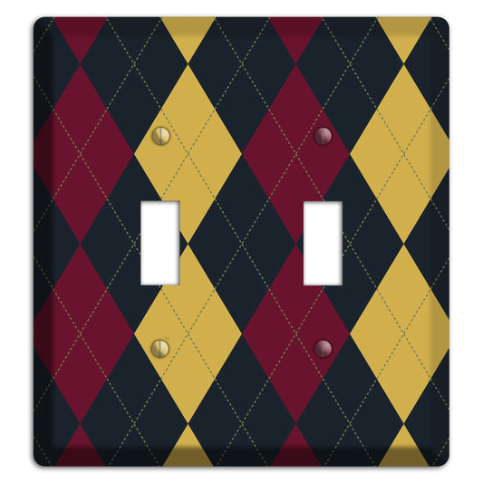 Deep Red and Yellow Argyle 2 Toggle Wallplate