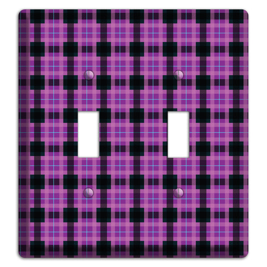 Purple and Black Plaid 2 Toggle Wallplate