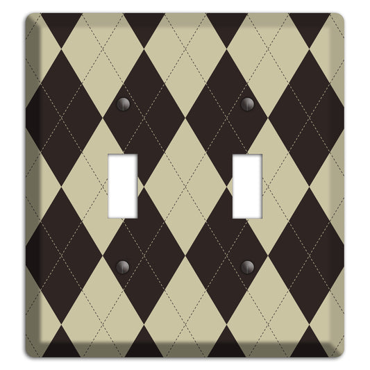 Beige and Black Argyle 2 Toggle Wallplate