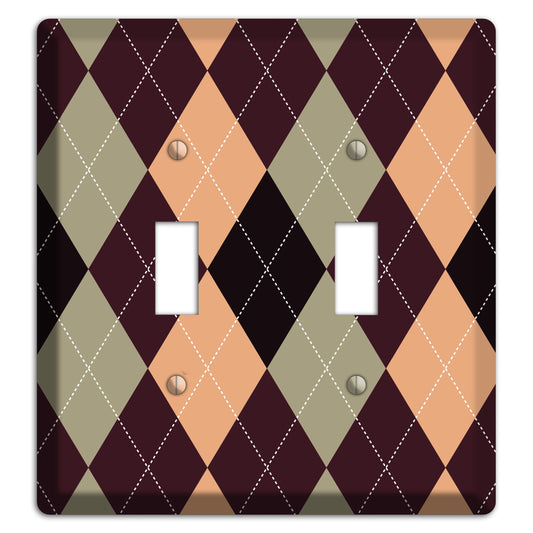 Beige and Brown Argyle 2 Toggle Wallplate