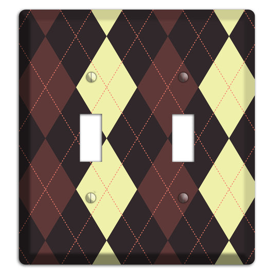 Maroon and Yellow Argyle 2 Toggle Wallplate