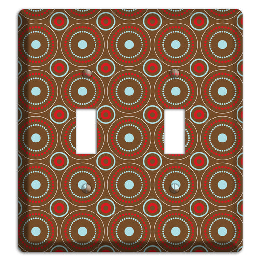 Brown with Red and Dusty Blue Retro Suzani 2 Toggle Wallplate