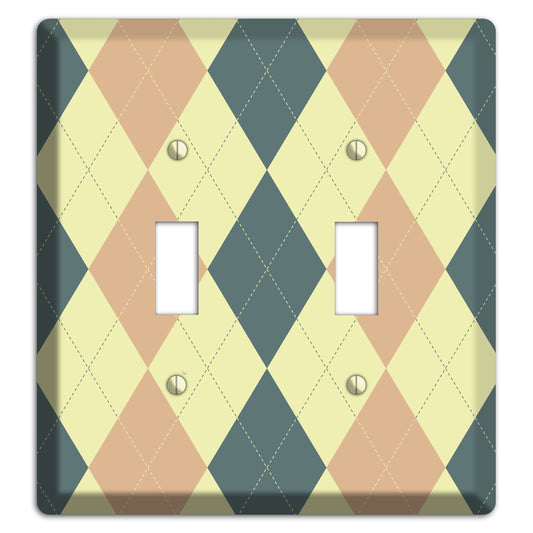 Yellow and Beige Argyle 2 Toggle Wallplate