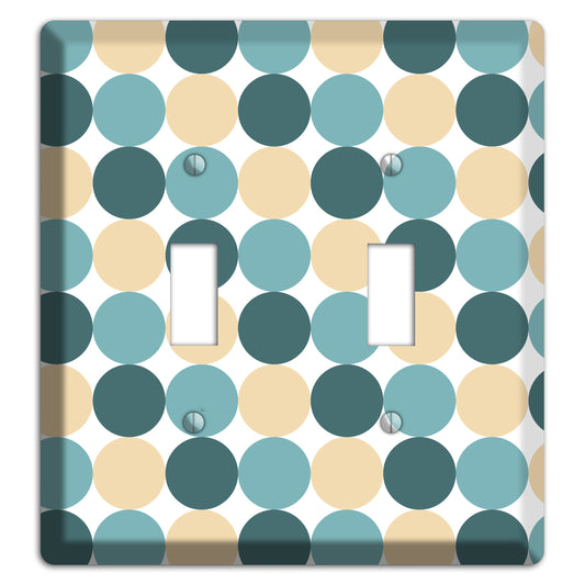 Dusty Blue Beige Tiled Dots 2 Toggle Wallplate