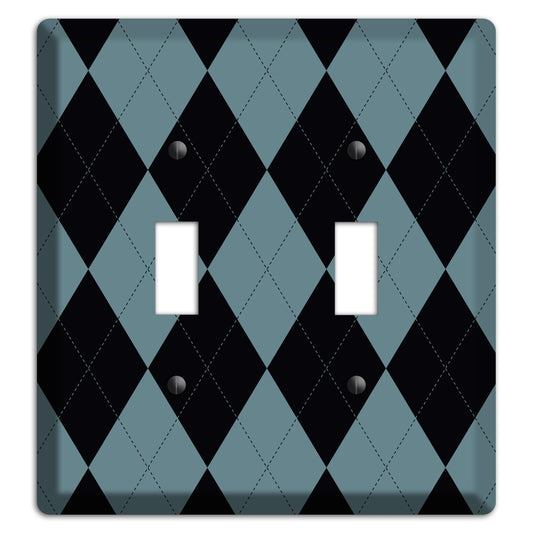 Blue and Black Argyle 2 Toggle Wallplate