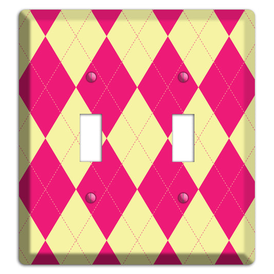 Pink and Yellow Argyle 2 Toggle Wallplate