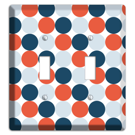 Multi Blue Red Tiled Dots 2 Toggle Wallplate