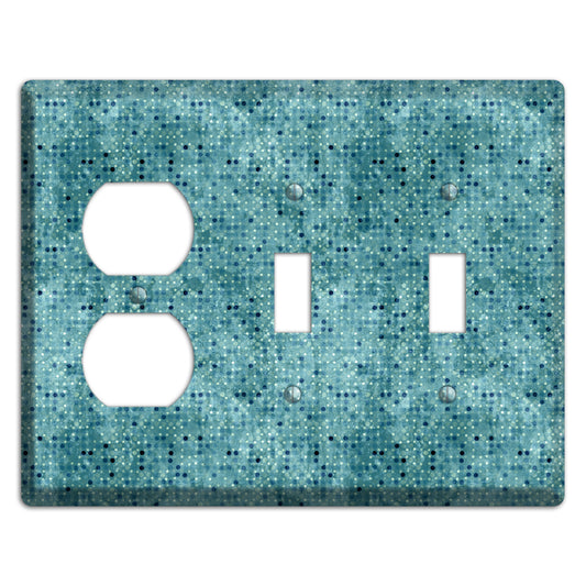 Turquoise Grunge Small Tile Duplex / 2 Toggle Wallplate