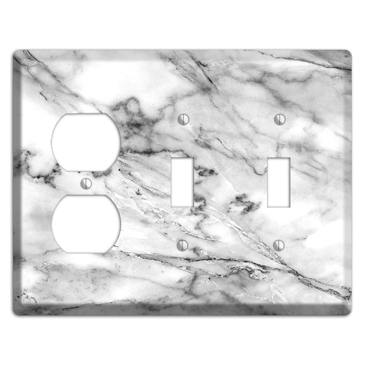 Black and White marble Duplex / 2 Toggle Wallplate