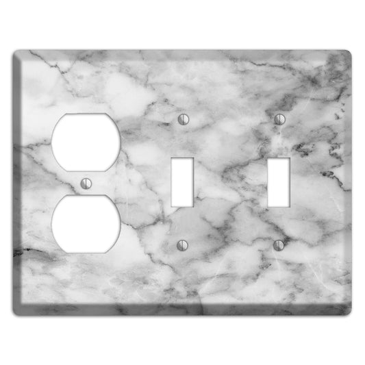 Gray and White Marble Duplex / 2 Toggle Wallplate