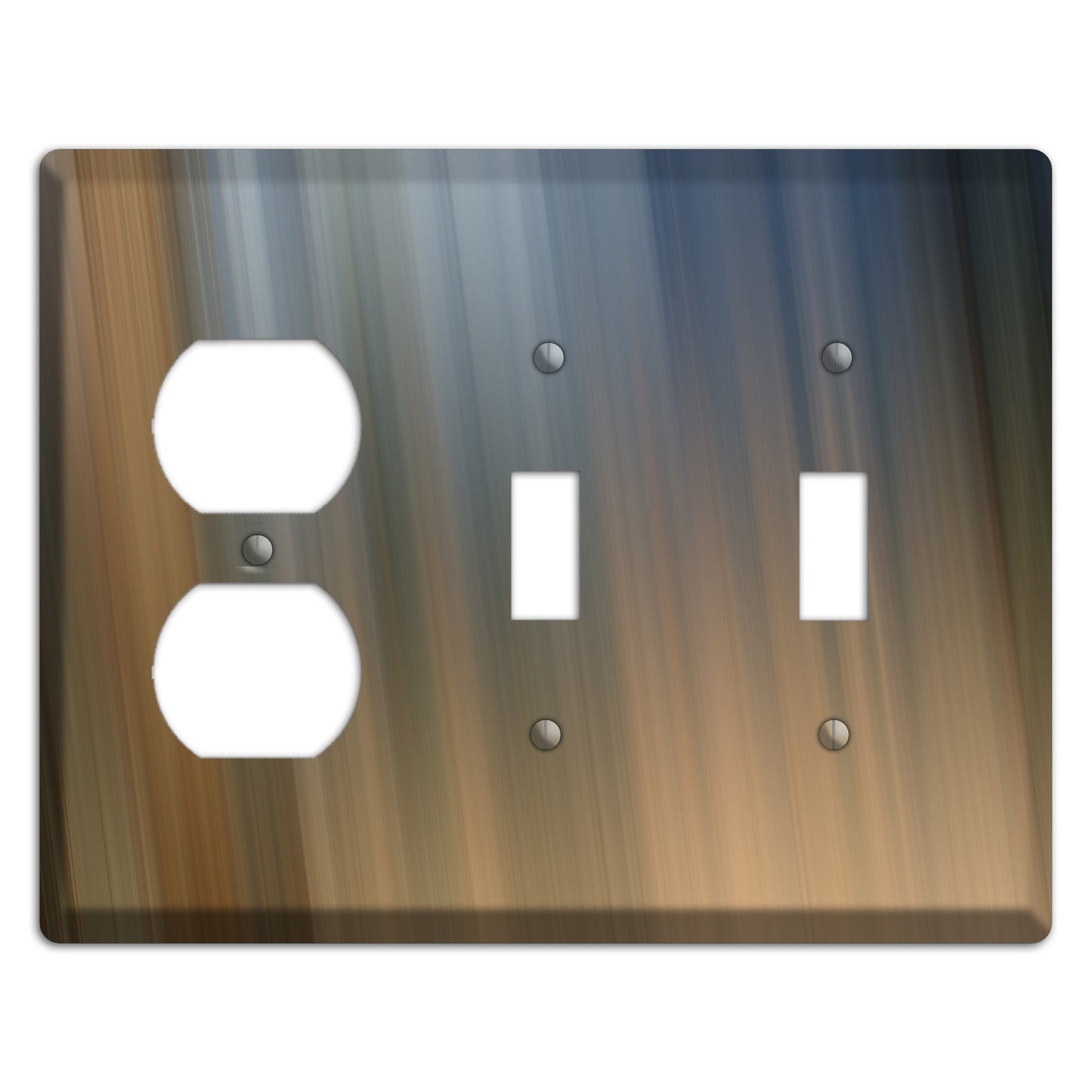Brown and Blue-grey Ray of Light Duplex / 2 Toggle Wallplate
