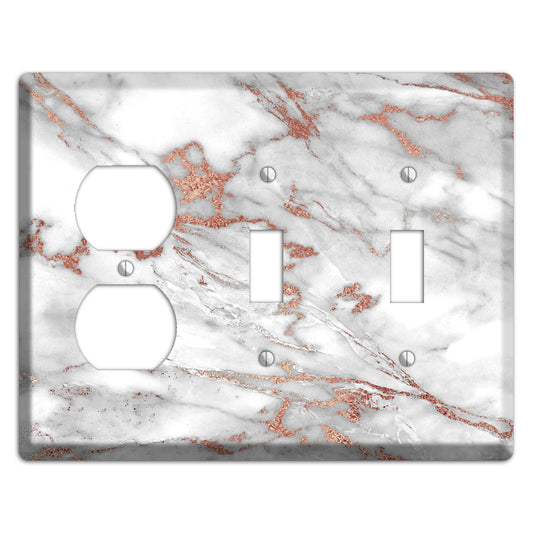 Sanguine Brown Marble 7 Duplex / 2 Toggle Wallplate