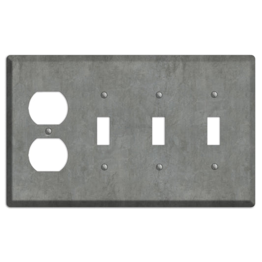 Stucco Grey Duplex / 3 Toggle Wallplate