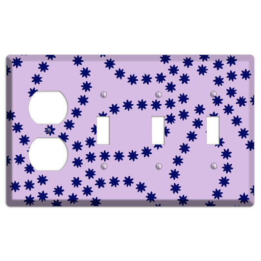 Lavender with Purple Constellation Duplex / 3 Toggle Wallplate