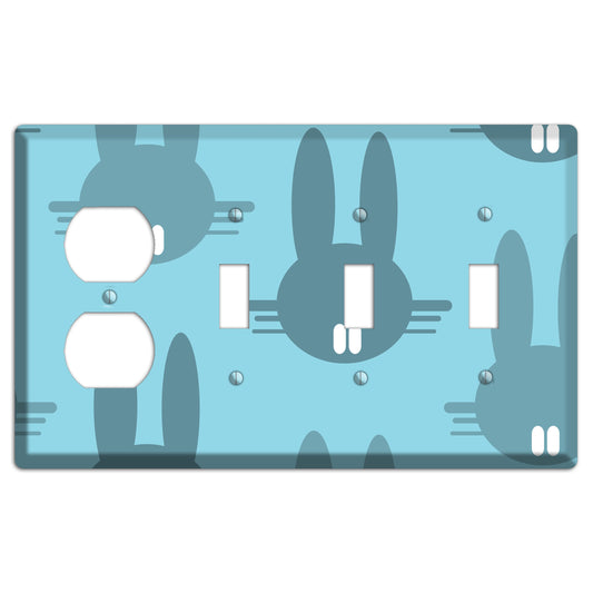 Blue Bunny Duplex / 3 Toggle Wallplate