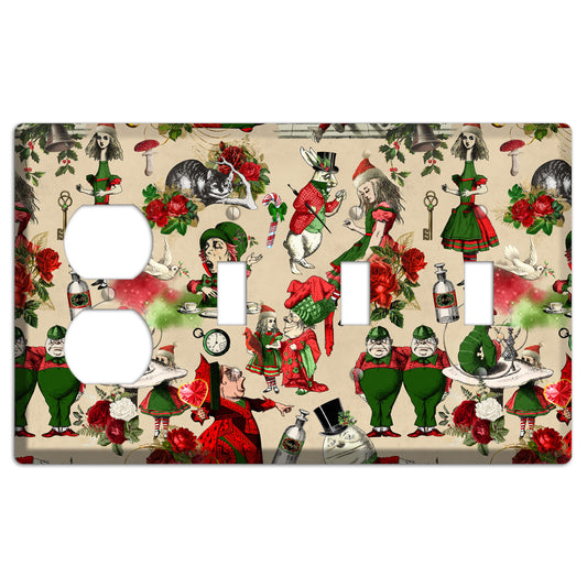 Holiday in Wonderland Characters Duplex / 3 Toggle Wallplate