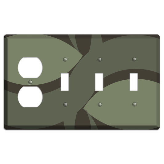 Olive Abstract Duplex / 3 Toggle Wallplate