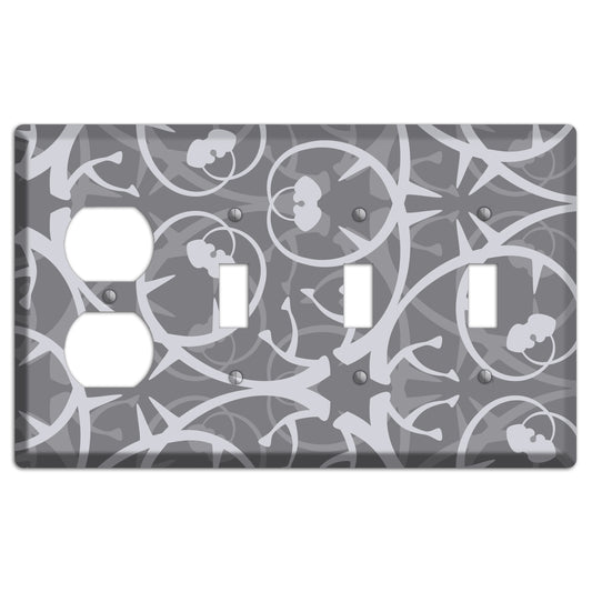 Grey Abstract Swirl Duplex / 3 Toggle Wallplate