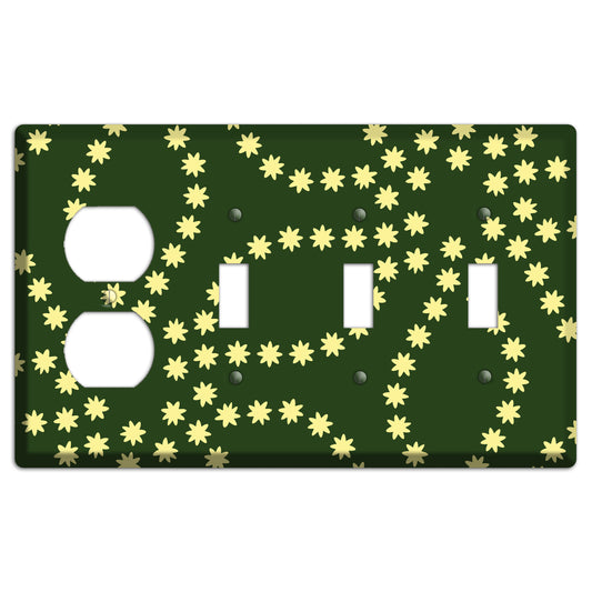Green with Yellow Constellation Duplex / 3 Toggle Wallplate