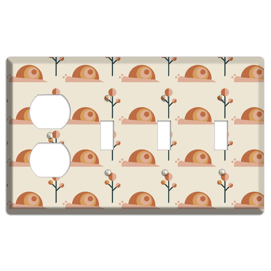 Retro Snails Duplex / 3 Toggle Wallplate