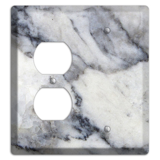 White and Grey Marble Duplex / Blank Wallplate