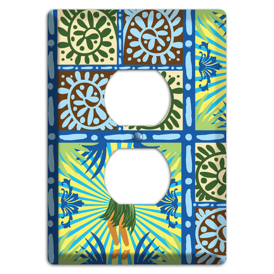 Blue and Green Hula Duplex Outlet Wallplate