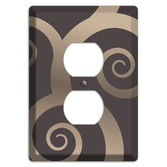 Brown with Beige Large Swirl Duplex Outlet Wallplate