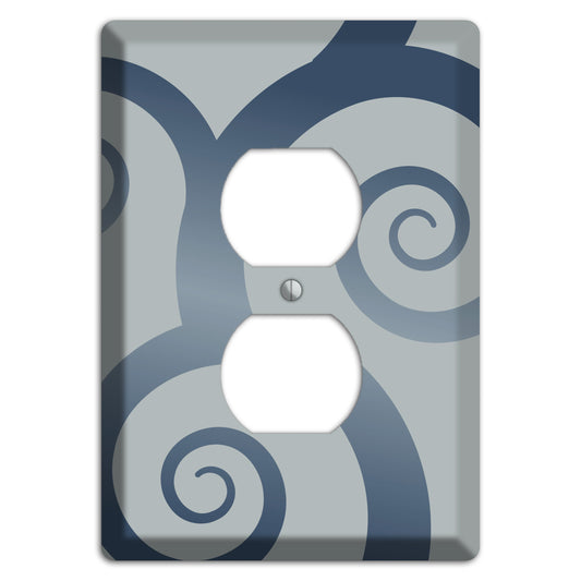 Grey with Blue Large Swirl Duplex Outlet Wallplate