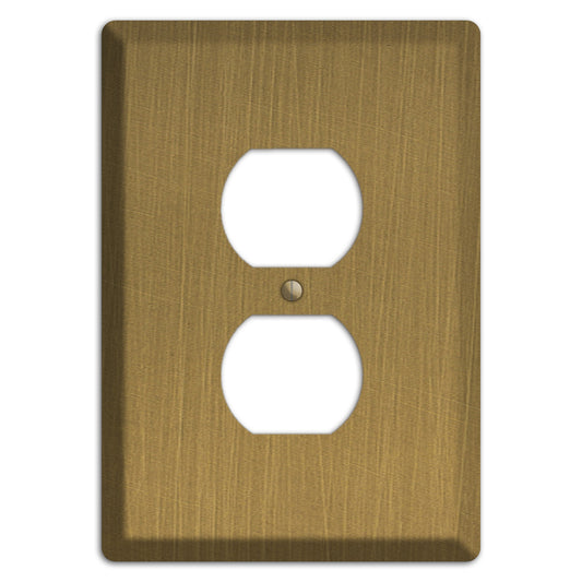 Antique Brushed Solid Brass Duplex Outlet Wallplate