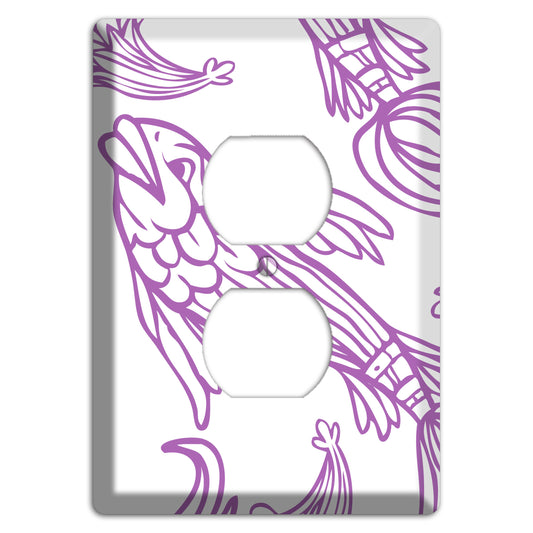 Purple and White Koi Duplex Outlet Wallplate