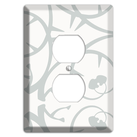 White with Grey Abstract Swirl Duplex Outlet Wallplate
