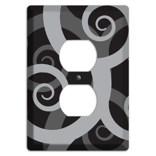 Black with Grey Large Swirl Duplex Outlet Wallplate