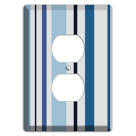 Multi White and Blue Vertical Stripe Duplex Outlet Wallplate