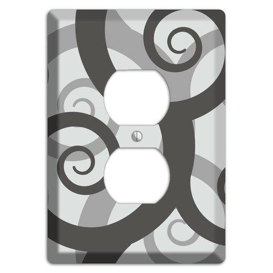 Grey with Black Large Swirl Duplex Outlet Wallplate