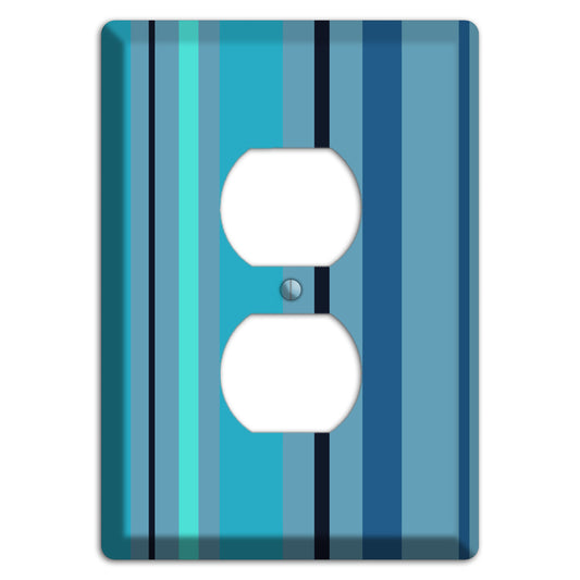 Multi Turquoise Vertical Stripe Duplex Outlet Wallplate