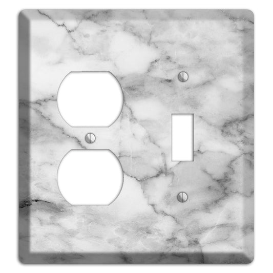 Gray and White Marble Duplex / Toggle Wallplate
