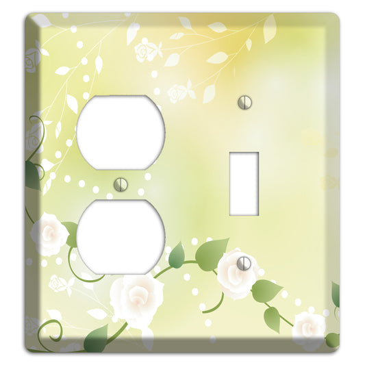 Green Delicate Flowers Duplex / Toggle Wallplate