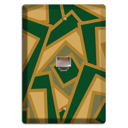 Green and Beige Retro Cubist Phone Wallplate