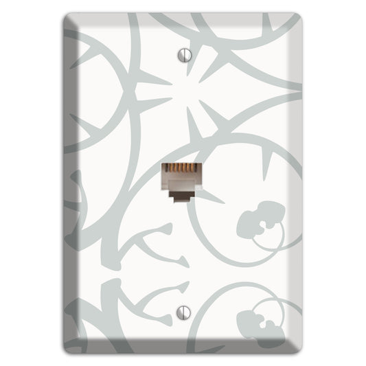 White with Grey Abstract Swirl Phone Wallplate