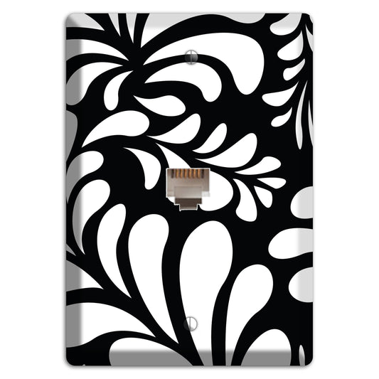 Black with White Herati Phone Wallplate