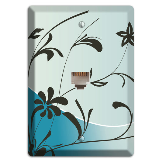 Blue-grey Floral Sprig Phone Wallplate