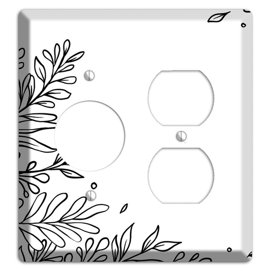Hand-Drawn Floral 8 Receptacle / Duplex Wallplate