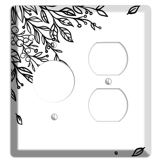 Hand-Drawn Floral 4 Receptacle / Duplex Wallplate